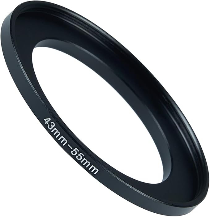 43mm to 55mm Step-up Adapter Rings Filter Adapter Black Metal Step Down Filter Ring Adapter Compatible with All Brand UV CPL ND Camera Lens Filter Stepping Rings (43mm-55mm), (NLY001)