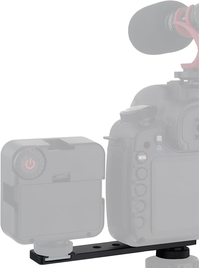 Rigdance Aluminum Camera Cold Shoe Mount, Hot Shoe Extension Camera Flash Bracket for Light, Mic, with 1/4'' Tripod Screw-4.9" Long