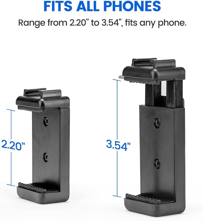 Fotopro Phone Tripod Mount Cold Shoe Universal Cell Phone Holder Claw Clip for Monopod Selfie Stick Desktop Tripod Video Vlogging Photograph
