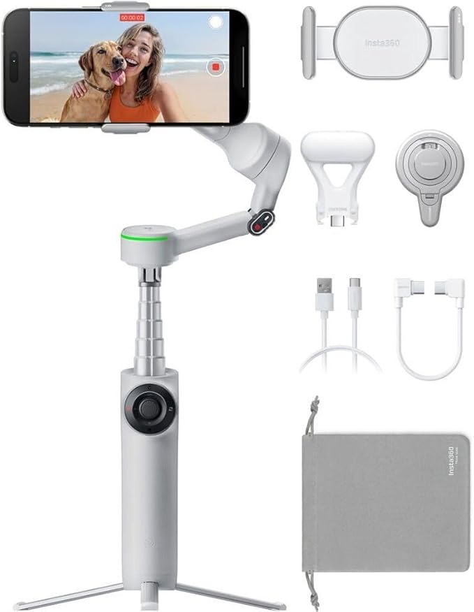 Insta360 Flow 2 Pro 3-Axis AI-Powered Smartphone Gimbal Creator Bundle - Stone Gray