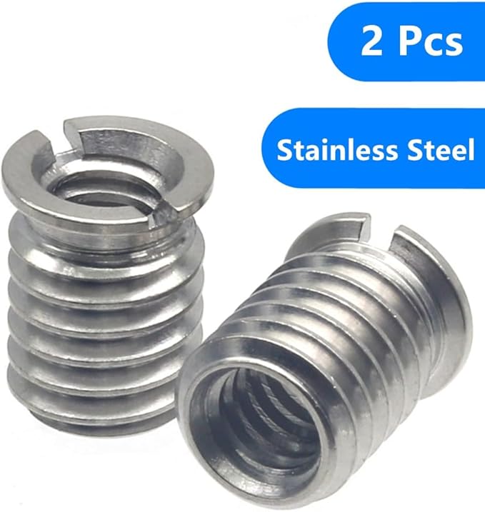 Stainless Steel 1/4"-20 Female to 3/8"-16 Male Convert Screw Adapter 2 Pieces 12.5mm Height