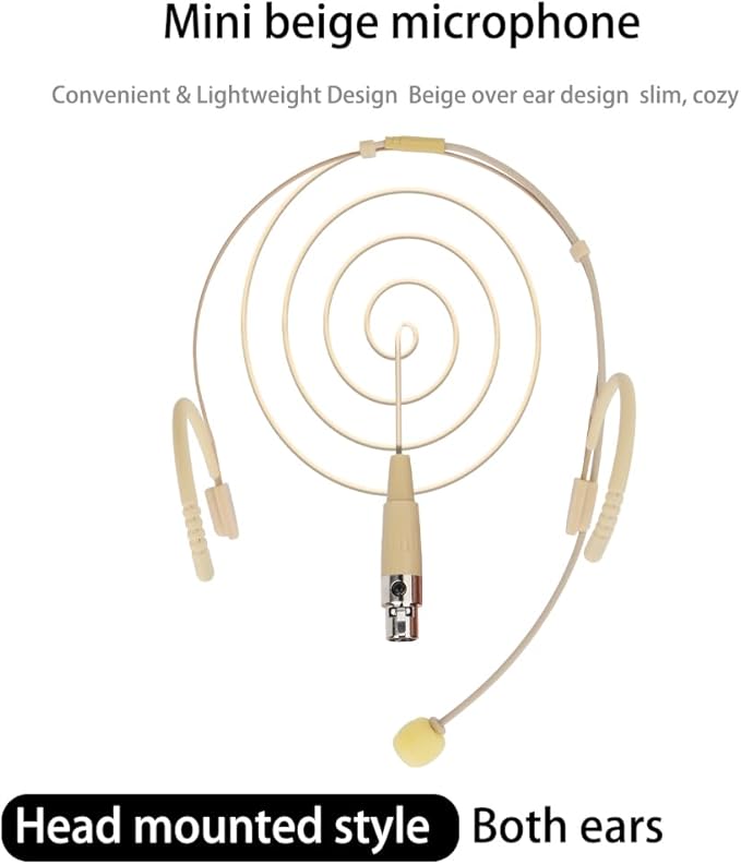 YXG Headworn Earset Over Ear Hanging Mic Beige Low Profile Light-Weight Microphone Compatible with AKG Wireless System Bodypack Transmitter,with 1.45m Cable Mini XLR Plug