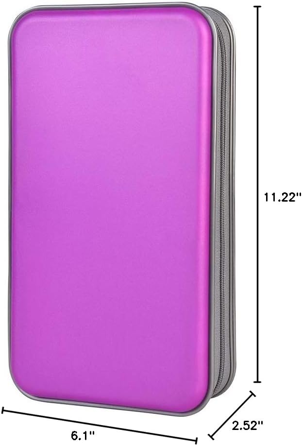 alavisxf xx CD Case, 96 Capacity Hard Plastic CD Holder Protective DVD Disc Storage Case Holder Portable Zipper CD DVD Organizer Storage Wallet for Car Home Travel (96 Capacity, Purple)