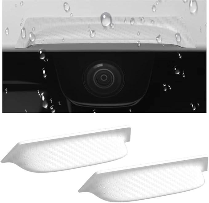 2PCS Backup Camera Rain Shield,Carbon Fiber Backup Camera for Car Anti-Rain Cover for Clear Rear View,Universal Reverse Cameras for Car Rain Cover Fits Cars/SUVs/Trucks (White/2PCS)