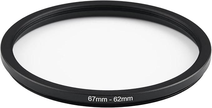 67mm to 62mm Step Down Ring Filter Adapter Applicable to All Brands of UV ND CPL Filter (67mm-62mm)