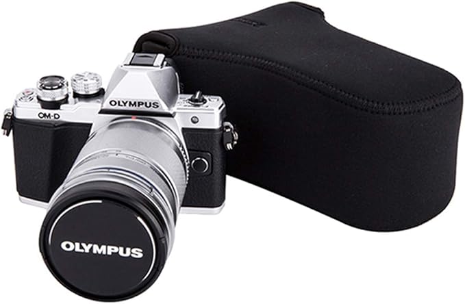 JJC Black Ultra Light Neoprene Camera Case for Fujifilm Fuji X-T100 X-T30 X-T20 X-T10 +50-200mm/50-230mm Lens, Pouch Bag for Olympus E-PL8 E-M5II E-M10 II, Canon M50 M5 with Telephoto lense