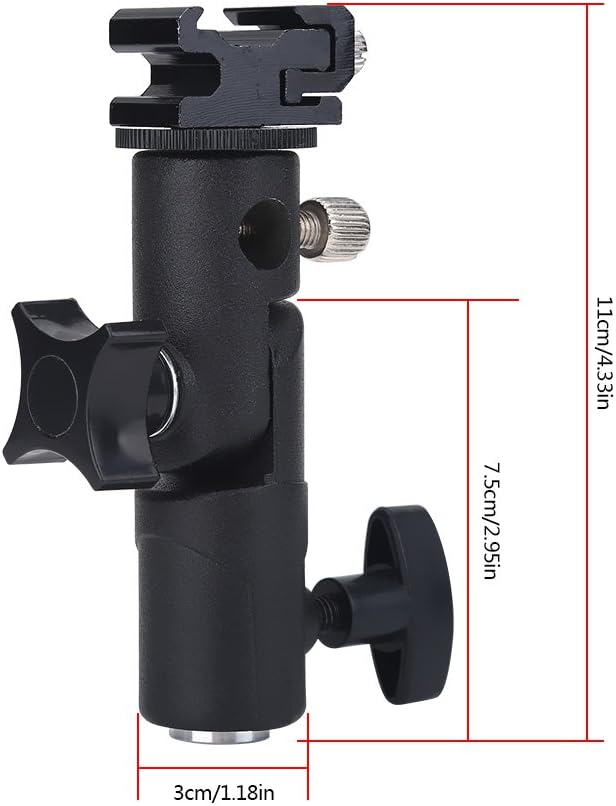 Yoidesu Universal E Type Camera Flash Mount, Aluminum Alloy Flash Bracket with Hot Shoe Adapter and Umbrella Holder for Light Stand and Tripod