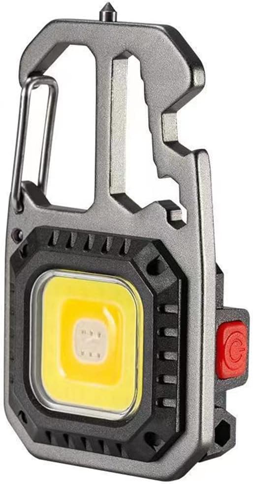 BY-J Cob Mini Flashlight Keychain Light, 500 Lumens Bright Rechargeable, Small Multi-Function Work Light, 7 Modes Portable Pocket Light Battery Display Bottle Opener for Camping Emergency Lighting