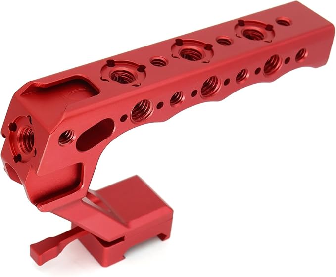 SZYingXian NATO Top Handle, Quick Release NATO Grip with 4 Cold Shoe Adapters for DSLR Camera Cage, Universal Top Handle with 3/8-16 and 1/4-20 Thread Holes (Red)