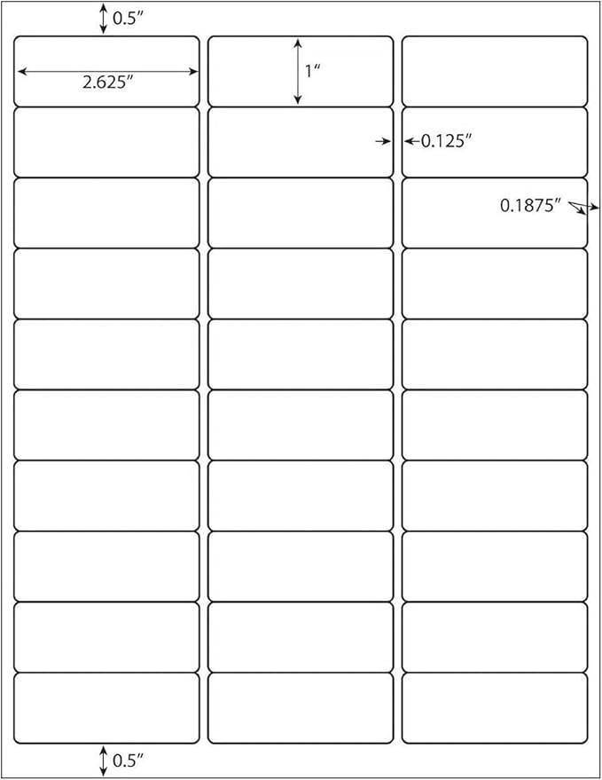 1" X 2-5/8" Address Labels 30 Per Sheet Sticker Paper for Laser and Inkjet Printers, 8.5"×11" White- 6000 Labels