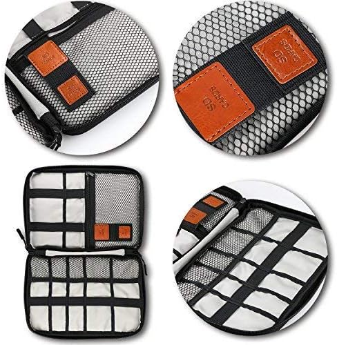 Travel Cable Organizer Bag Double Layer Waterproof Portable Electronic Accessories Organizer for USB Cable Cord Phone Charger Headset Wire SD Card with 10pcs Cable Ties(Grey)