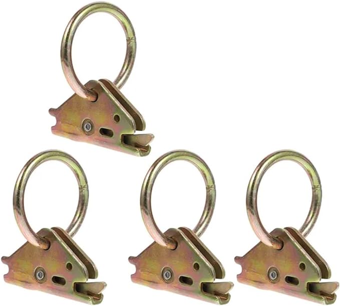 Cargo Steel E-Ring Tie Down Hooks 4/6PCS Cargo Trailer Anchors - Heavy Duty E Track Tie Down (Truck/Car) for E-Track Rail/Single System(4pcs)