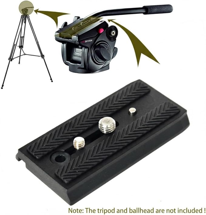 501PL Sliding Dovetail Quick Release Plate - Compatible with Manfrotto 501HDV, 503HDV, 701HDV, MVH400AH, 577/501/503/701 NG Camera Tripod Heads - Includes 1/4"-20 & 3/8"-16 D-Ring Screw