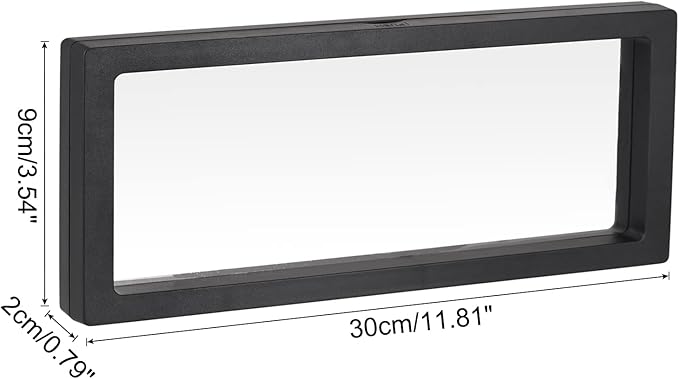 MECCANIXITY Floating Frame Display Holder Stand 3D Jewelry Display Box with Base 11.81 x 3.54 x 0.79 inch Black Pack of 2