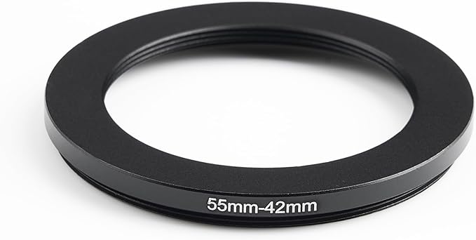 55mm Lens to 42mm Camera Lens Adapter 55mm to42mm Step Down Ring Adapter Ring for All Brands of UV ND CPL, with Premium Lens Wiping Cloth 2 Pack (55mm-42mm)