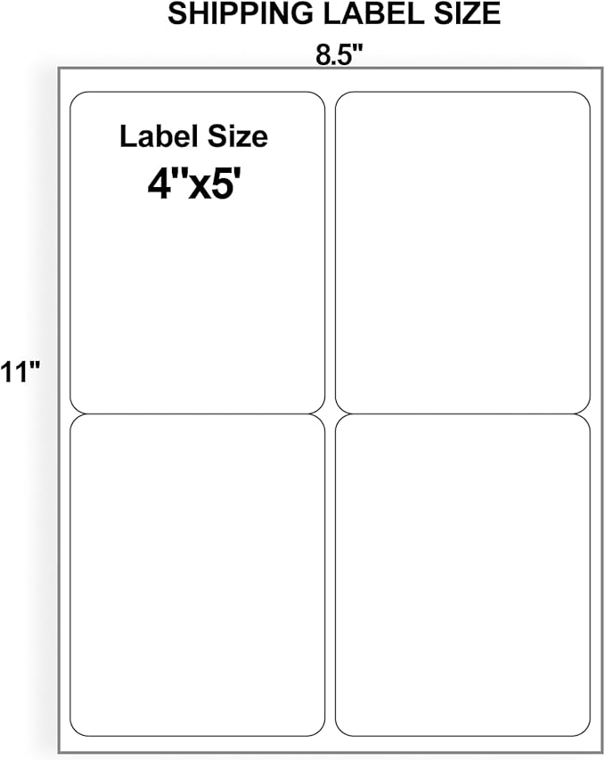 4"x5" Shipping Address Labels, Matte White Printable Labels, 1920 Total (480 Sheets, 4-Up), Compatible with Laser & Inkjet Printers for Packaging & Mailing