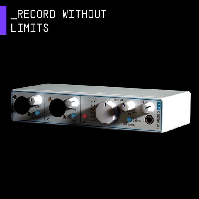 Arturia - MiniFuse 2 OTG - Audio & MIDI Interface with Creative Software for Recording, Production, Podcasting, Guitar, USBC/USBA - White