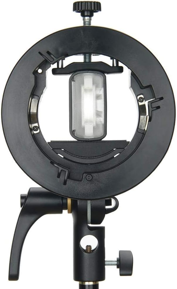 Godox S2 Speedlite Bracket S-Type Bracket Bowens Mount Holder for Godox V1 V1Pro V100 AD200ProII AD300Pro AD300ProII AD400Pro AD400ProII V860II TT600 TT350, Precise Tilt Control, Umbrella Mount Slot