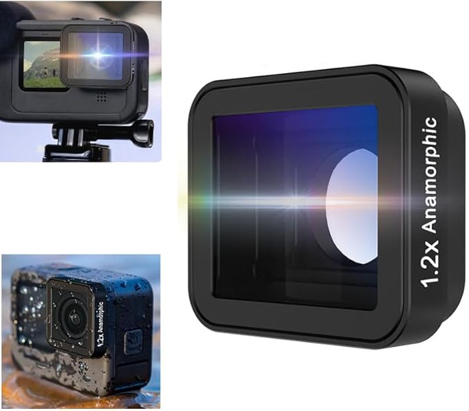 1.2X Anamorphic Lens/Movie Lens for Gopro Hero 13 12 11/11 MINI 10 9 Black,Magnetic Design HD Optical Lens, Widescreen Cinematic Effect,with Blue Flare,Vlog Shooting