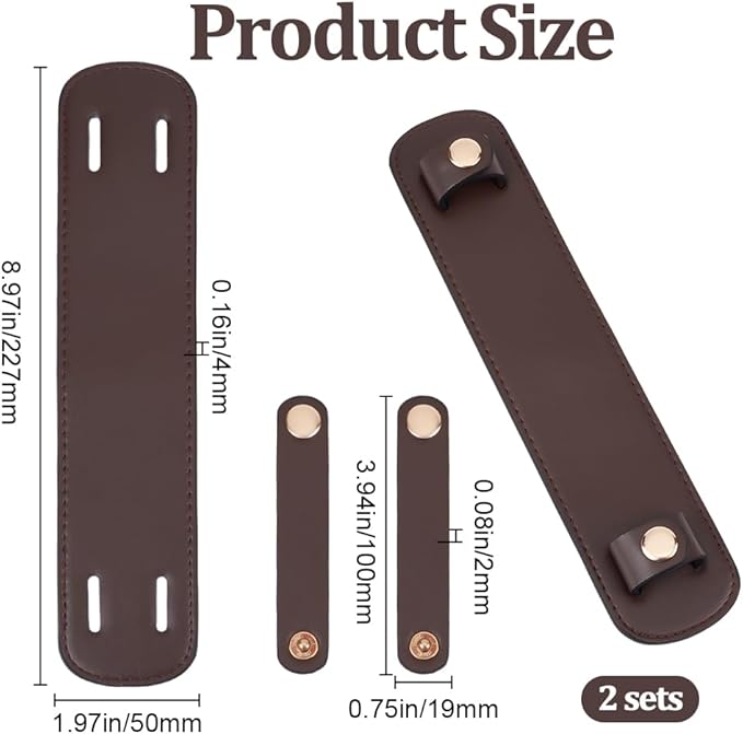 Beebeecraft 2 Sets PU Leather Shoulder Strap Pads Replacement Cushion Strap Covers Protector Pressure Relief Bag Handle Wrap for Shoulder Shopping Bags Tote Handbag Camera Travel Coconut Brown, 9x2in
