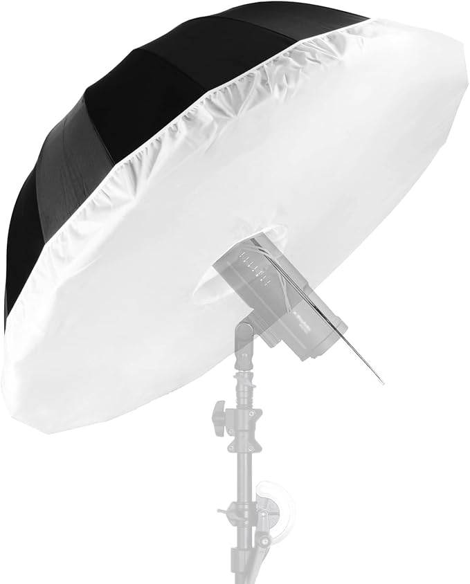 Selens 41 Inch Parabolic Umbrella with Diffuser Cover, Collapsible Black/Silver 16 Ribs Reflective Umbrella for Photo Studio Flash Speed Light