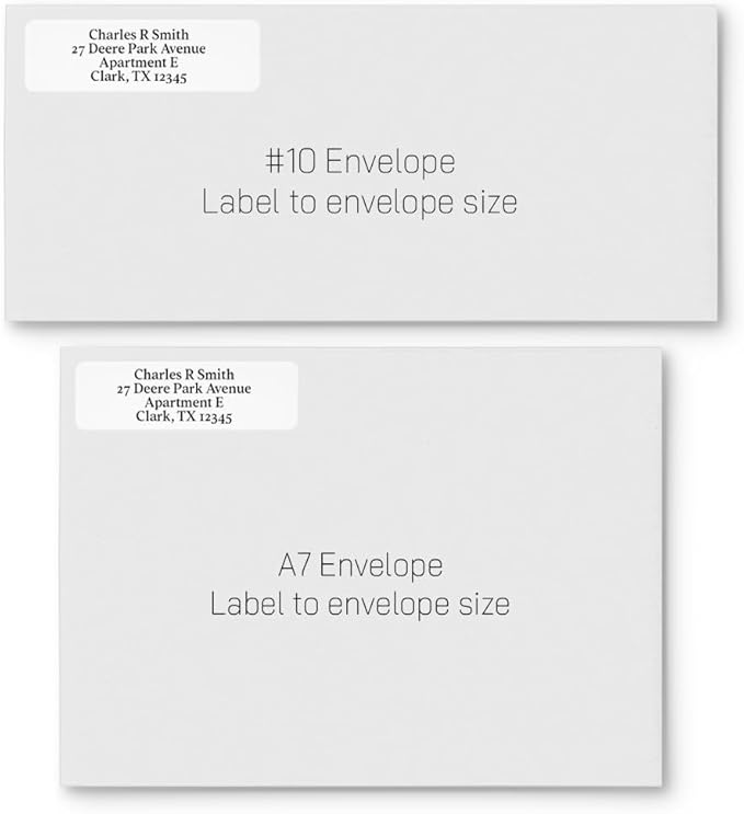 200 Personalized Address Labels - Glossy White Return Address Label 2.5" x 0.75'', Stylish Fonts for Envelopes & Packages, Customizable Labels for Home or Office Use
