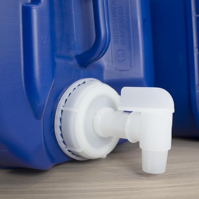 5-Gallon Stackable Water Storage Containers, Water Treatment,5 Gallons Each w/Lids + Spigot, Easy Fill, Survial Supply Emergency Water Storage for Disaster Preparedness, 20 Gallon (4 Tanks)