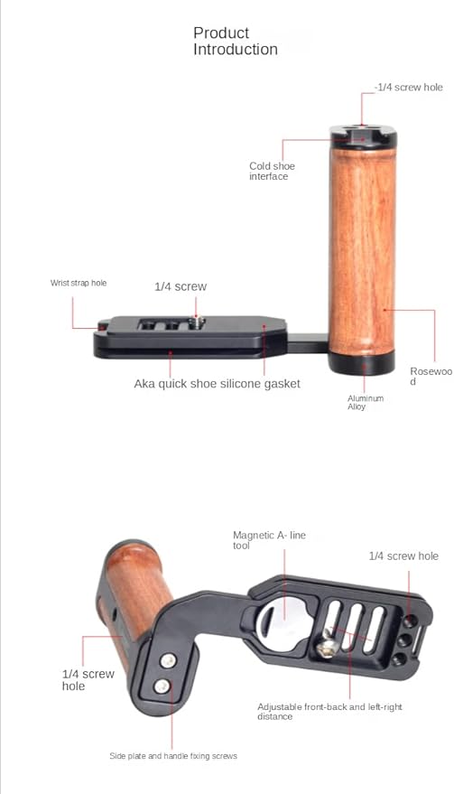 Micro Single Camera Universal Side Handle Vertical Shooting L Plate Bracket with Cold Shoe for Microphone LED Light