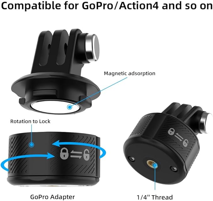 SUREWO Super Camera Clamp Mount,Super Clamp Mount with Dual Ballhead Magic Arm Compatible with Gopro Hero 13,12,11,10,9,8,7,6,5, Insta360 X4/3/2, DJI Osmo Action 6/5 pro/4/3,AKASO and More