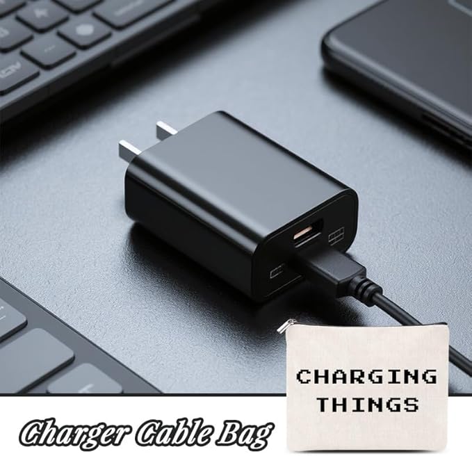 Charger Cable Organizer Bag Case Pouch Small Airplane Travel Essentials Plugs Chargers Cord Electronics Case Storage Tech Bags Christmas Gifts for Traveller Gamer Business Vacation Travel Gadgets