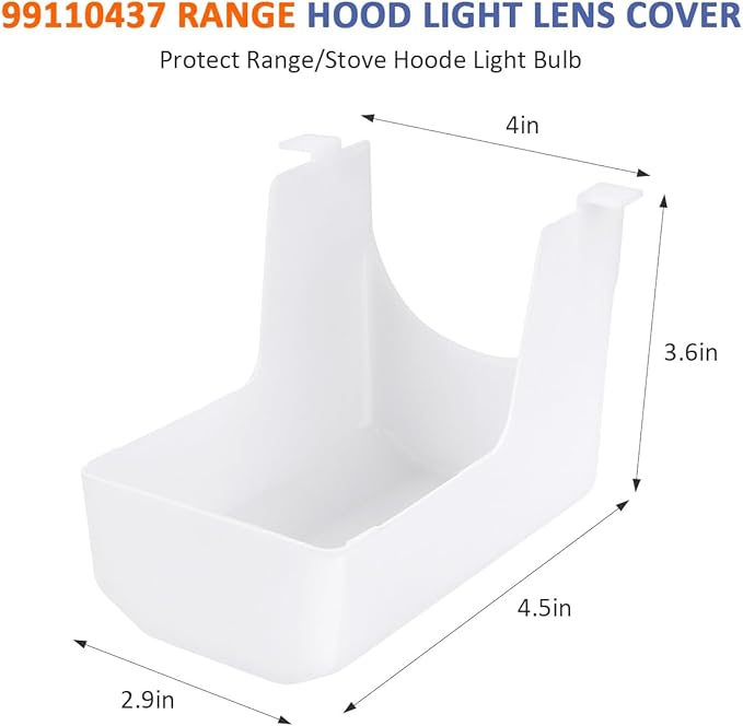 1pcs 99110437 Range Hood Light Lens Cover White Compatible with Bro-an Nu-tone 40000/41000/42000 Series Range Hoods Cover 3051767 S88169 88169 E2099110437 AP337947 1172921