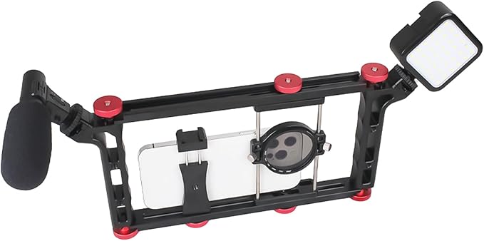 Smartphone Video Rigs Phone Cage for Cinematic Creation Live Streaming, Durability Aluminum Vlog Expanding Frame Phone Video Stabilizers