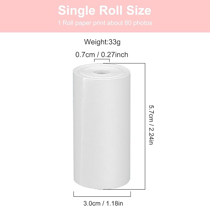 5 Rolls Kids Camera Paper Roll, Mijaowatch Kids Instant Camera Print Paper Non-Adhesive Camera Printer Paper Mini Camera Refill Photo Print Thermal Paper Rolls for Kids Print Cameras 2.24×1.18 Inches