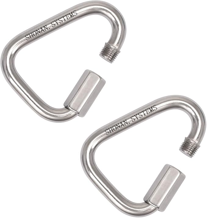 SHONAN 2.9 Inch Delta Quick Link Large Stainless Steel Triangle Quick Links Heavy Duty Triangle Carabiners Marine Grade, 2 Pack, 1535 Lbs Capacity
