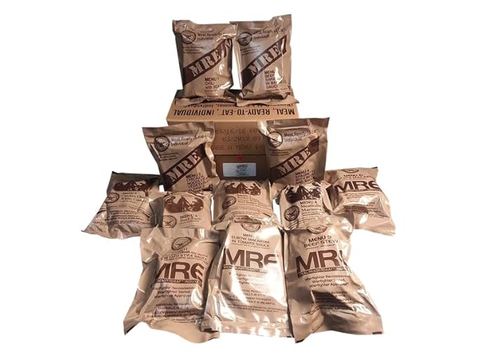 Meals Ready to Eat A and B bundle cases 2025, 2026 inspection. Genuine Military US surplus emergency food bulk supply full box with heater