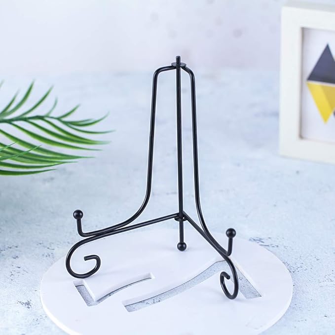 Artliving (4 pack) 6" Iron Display Stand, Black Iron Easel Plate Display Photo Holder Stand, Displays Picture Frames, Cookbooks, Decorative Plates, Tablets and Art