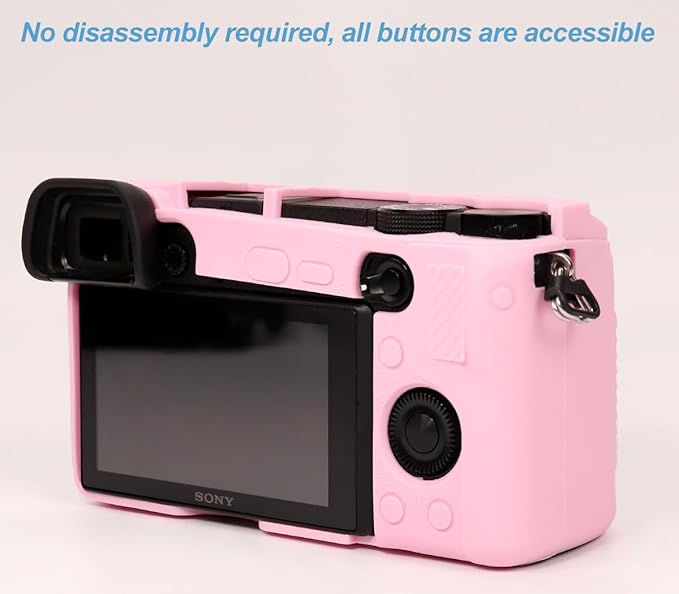 Pocoukate Case for Sony Alpha A6400, A6300, Camera, Soft Silicone Protective Cover Skin with Screen Protector Accessories for Sony Alpha A6400 / 6300 Digital Camera Silicone Cas - Pink