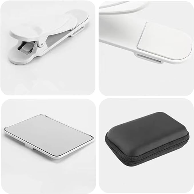 LITHYC 2 Pcs Smartphone Camera Mirror Reflection Clip Kit, Mirror Lens, Clip-on with Storage Case, Black+White