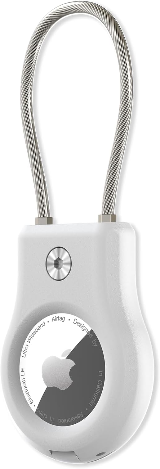 SCALLOP for Airtag (1st & 2nd Gen) Holder with Wire Cable,Durable-Resistant-Secure Airtag Keychain,360°Protective AirTag Case Accessory for Keys, Key Chain,Luggage Compatible Apple Air tag