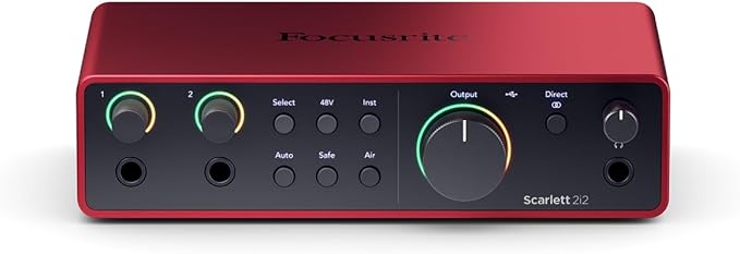Focusrite Scarlett 2i2 4th Gen USB-C Audio Interface Bundle with PreSonus Eris 3.5 Studio Monitors Recording Shield Condenser Microphone Headphones and Cables