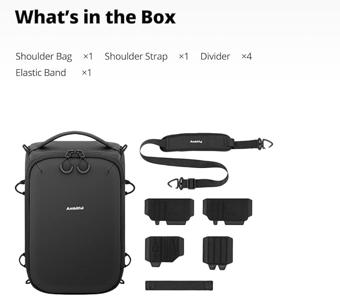 AMBITFUL Water-Resistant Camera Insert Case,with DIY Dividers, Removable Shoulder Strap, Padded Camera Bag,for DSLR SLR Mirrorless, Compatible with Canon Nikon Sony, Black(Om Cube-M)