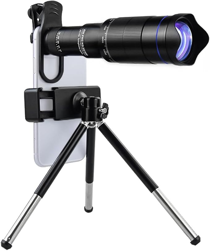 Andoer 40X Mobile Phone Telephoto Lens Kit with Lens Clip Phone Holder Extendable Mini Tripod Remote Shutter for Hiking Camping Wildlife Observation Moon Watching Compatible with Phone 15/14/13/12/11