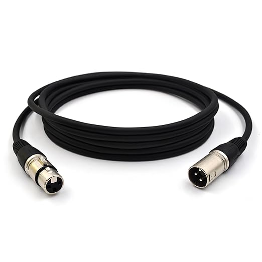 (4-Pack) 10 Foot, XLR Microphone Cable 3-pin XLR Speaker Cable Male to Female Balanced Mic Cable, Black