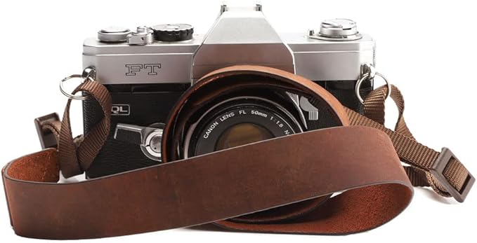 CANPIS Crazy Horse Leather Camera Strap,Vintage Camera Strap,Adjustable Camera Neck Shoulder Strap for Photographers