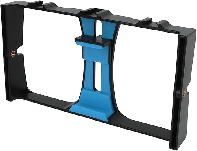 Phone Video Camera Cage, ABS Handheld Smartphone Video Stabilizer Rig, Adjustable Clamp 4.3-10.8cm - Lightweight Durable Design, Multi - Cold Shoe Mounts, Ideal for Livestreami (Blue)