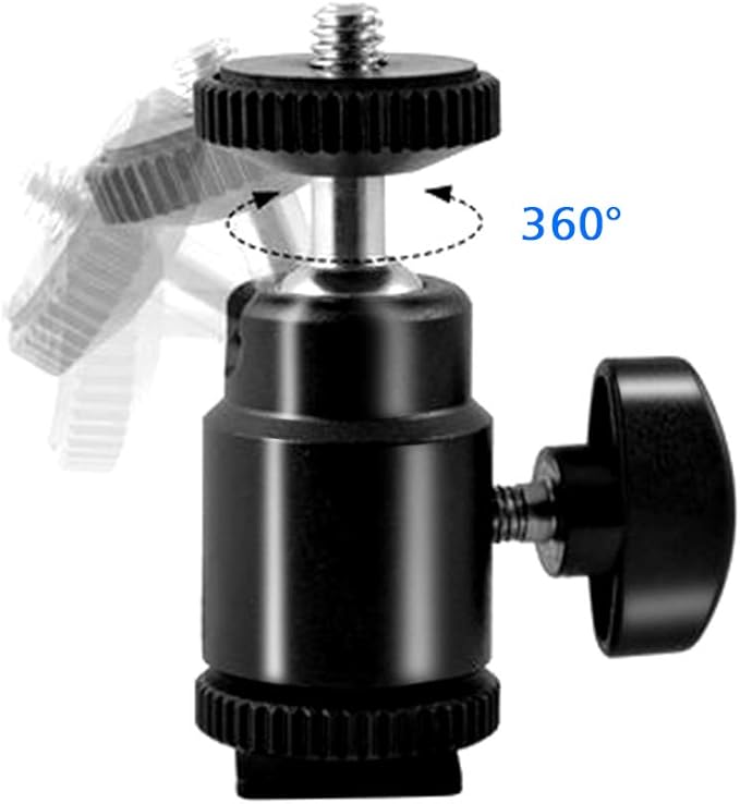 SLOW DOLPHIN Photography Super Clamp with Camera Clamp Mount Ball Head Clamp and Mini Ball Head Hot Shoe Mount Adapter with 1/4'' -20 Tripod Screw for LCD Monitor, LED Flash Light,Microphone (2 PCS)