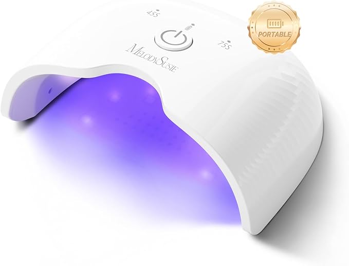 MelodySusie Mini Cordless UV Nail Lamp, P-ART06G Rechargeable Portable LED UV Light with Smart Sensor, 4-Finger Curing for All Soft Gels, Especially Half-Cured Gel, Base Coat & Top Coat, White