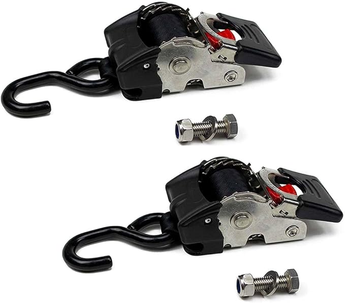 DC Cargo Mall Bolt-on Auto Retractable Ratchet Straps (2-Pack) 2” x 43", Heavy Duty, 1,809lb Break Strength – Tie Down Straps for Boat, Jet Ski, RZR, ATV