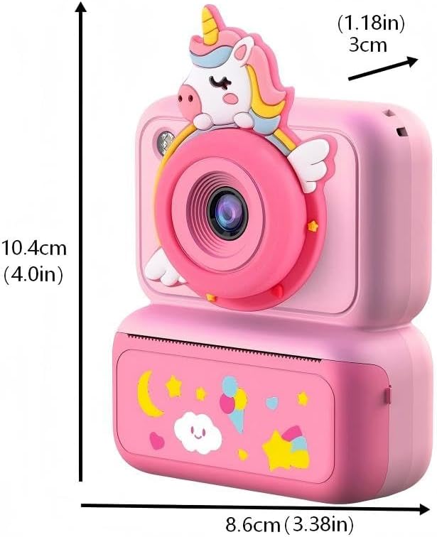 Kids Instant Print Camera, 2.4" HD Screen Instant Camera, Dual 3MP Kids Camera, 1080P Video, MP3 & Games, Includes Printing Paper & Lanyard, Gift for Boys & Girls (Pink-Color Printing)