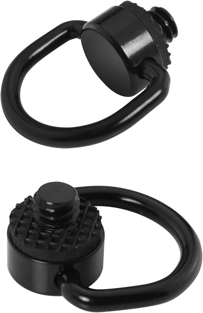 2 Pack D-Type Screw Stainless Steel D Ring Screw Hinged Holder Camera Fixing Screw for Tripod DSLR Cameras for Quick Release Wrist Strap Sling, Black